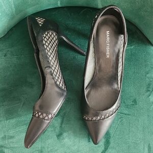 Marc Fisher Black Mesh Detail Pump Heels